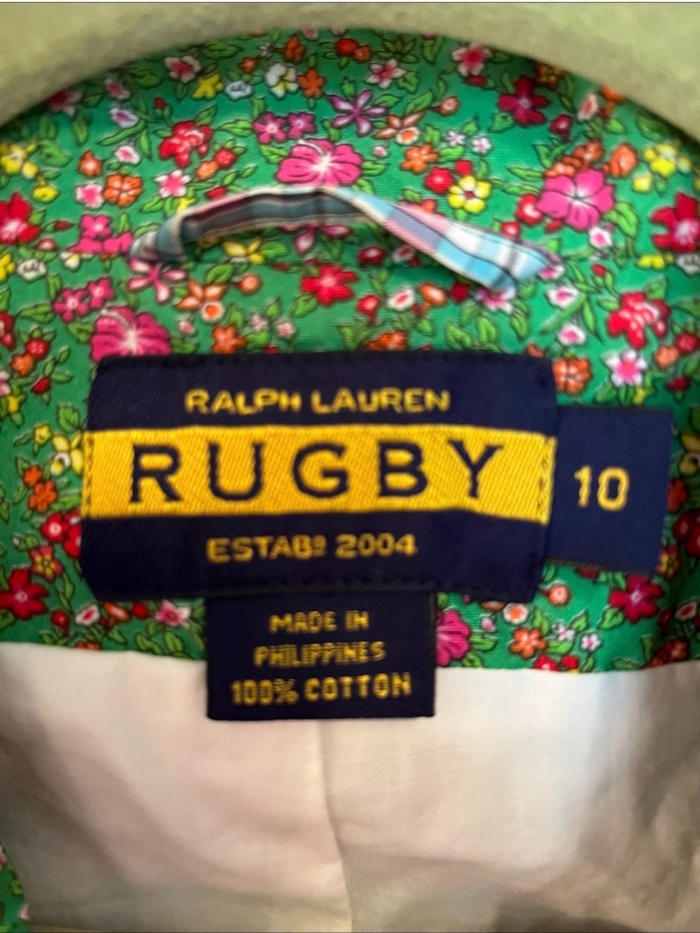 Ralph Lauren Green Blazer with Pink Floral Print - Picture 2 of 6